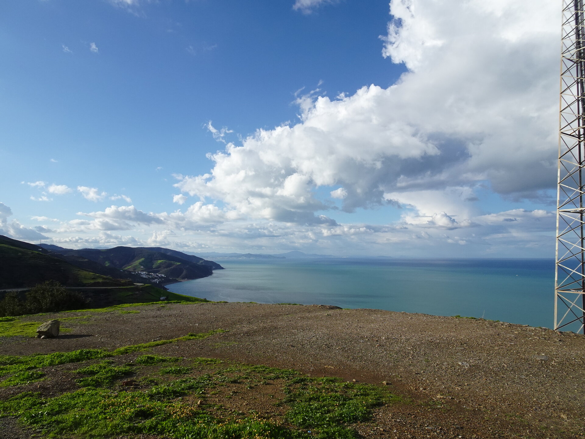 Hilltop view over the Mediterranean coast with Spain faintly visible