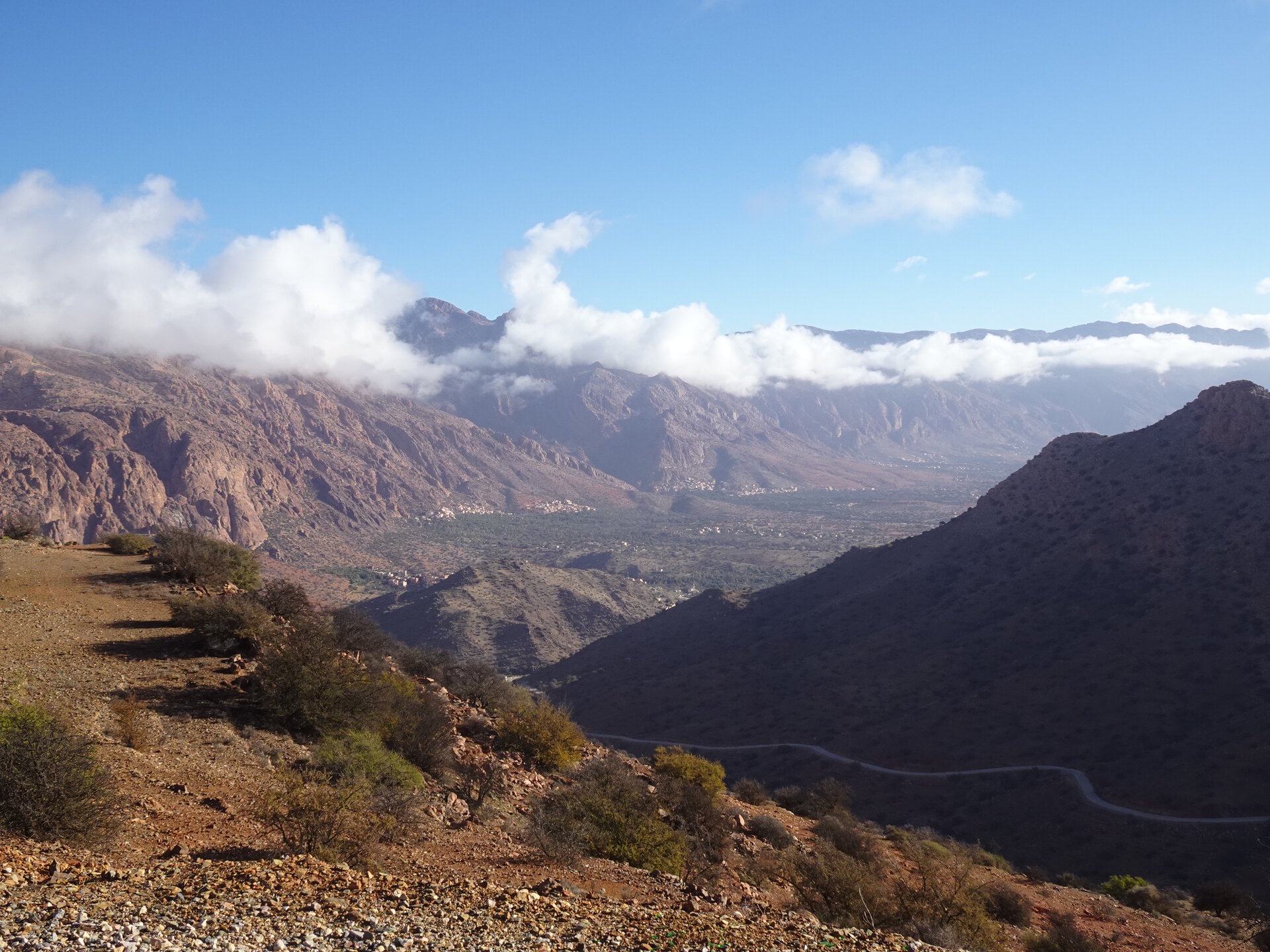 Winding road up mountain