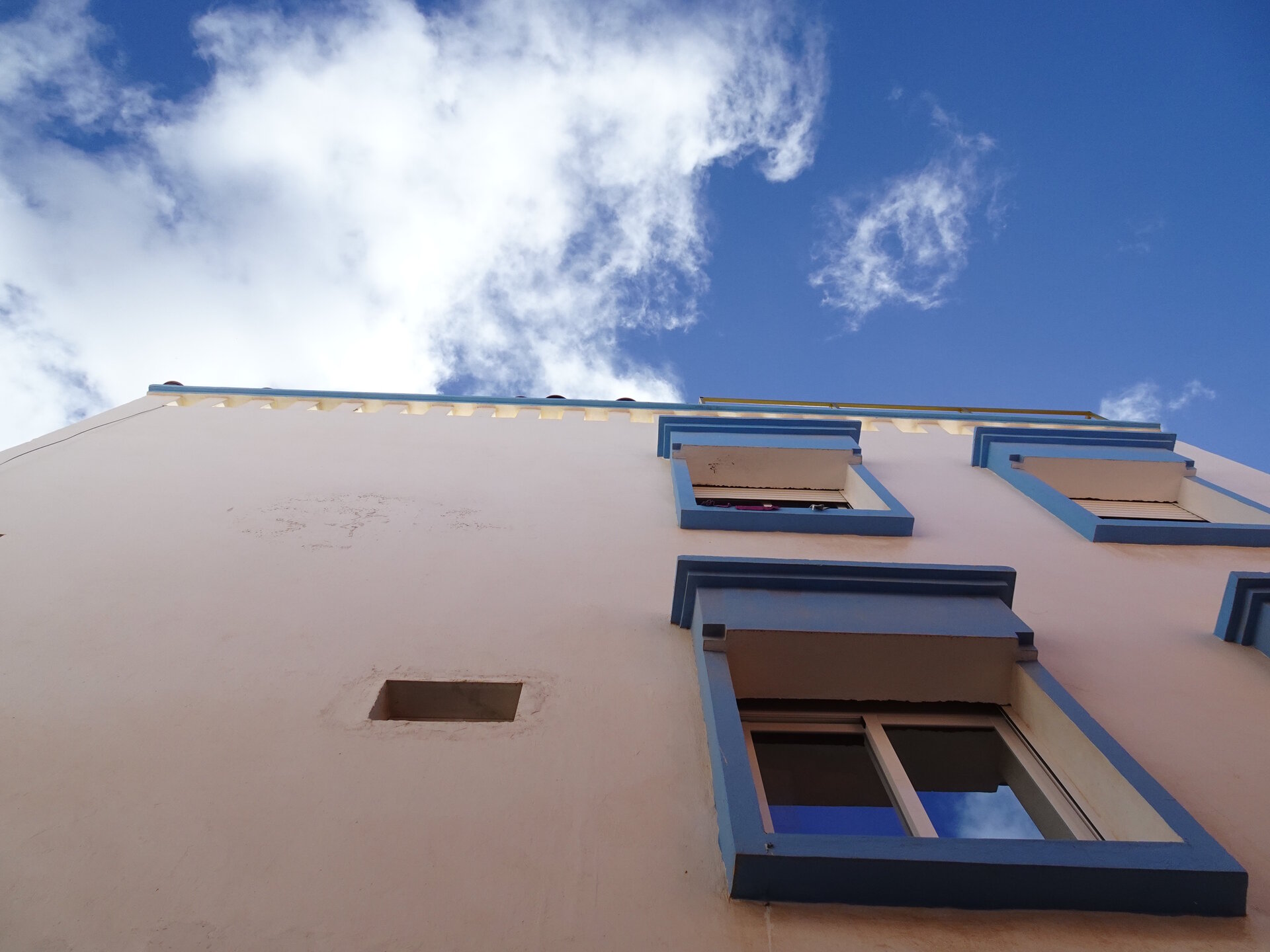 Blue and white building