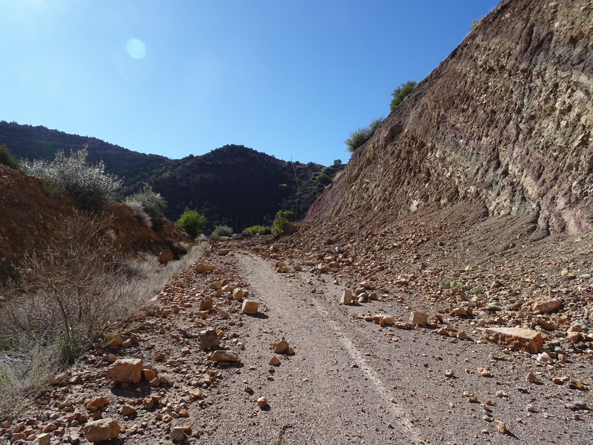 Landslide across road
